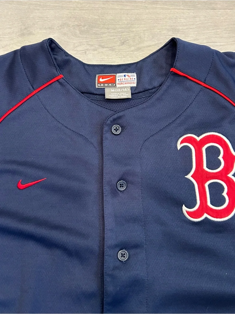 Vintage Nike Team Boston Red Sox Jersey Youth M 12/14 Navy Genuine Merchandise